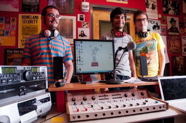 Conner Clifton, the station’s director; Josue Garcia, the music director; and Andrew O’Keefe, the muscle, are a just a few of Coog Radio’s eclectic staff. Coog Radio aims to play music that their listeners wouldn’t normally hear on the mainstream radio. | Brianna Leigh Morrison/The Daily Cougar