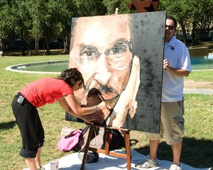 Business junior Brenda Melgar painted a portrait of Steve Jobs in 20 minutes for a entrepreneurship YouTube competition. | Courtesy of Bauer College of Business