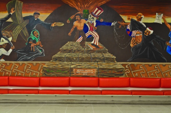 The mural stands about eight feet high and was made by student activists in 1973 and later donated to the University.  |  Emily Chambers /The Daily Cougar