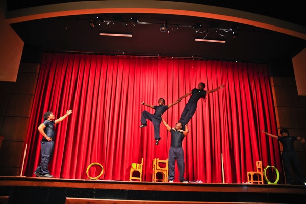 Members of the Zuzu African Acrobats leaped and jumped their way through a three-hour set of acrobatic feats on Tuesday. Some members of the group had previously been seen auditioning for the reality TV program, “America’s Got Talent.” | Chris Luong /The Daily Cougar