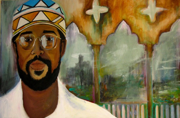 This African American-inspired painting is one of 32 pieces on display in the M.D. Anderson Memorial Library. |  Cindy Romero/The Daily Cougar