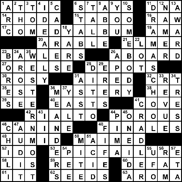 Crossword solution: Jan 15 The Cougar