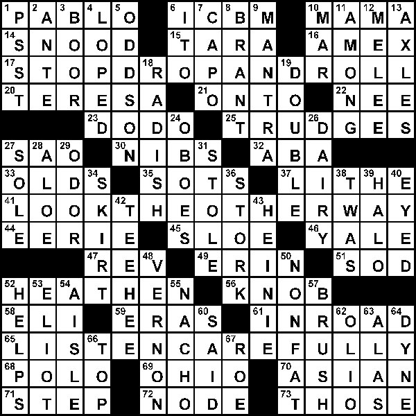 Crossword solution: Jan 28 The Cougar