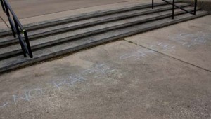 A chalked statement outside of Ezekiel W. Cullen building advertises the English teaching fellows’ campaign to attain a raise. |  Nichole Taylor/The Daily Cougar