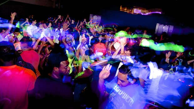 Coogs felt the beat of the music while showing off their moves on a UV dance floor   |  Fernando Castaldi/The Daily Cougar