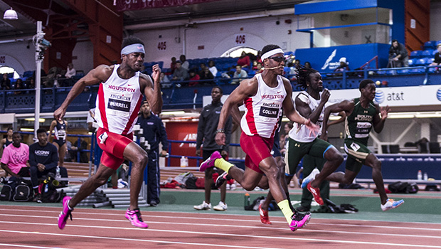 Both underclassmen, LeShon Collins and Cameron Burrell are pushing each other to be better sprinters. | Courtesy of UH Athletics