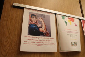 UH Stands With Malala flyers are placed all over campus with the support of various colleges. | Photo by Leen Basharat