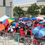 Because of the heat, many students brought umbrellas or tents. All of these had to be abandoned when they entered TDECU Stadium because of the stadiums rules on what can enter.  | Thomas Dwyer/The Cougar
