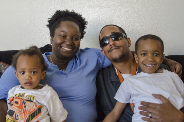 Blind Mikey Fields with his wife Lenora Fields, and their two kids Mikey Fields junior and Michael Fields. Mikey Fields has gone from a former drug dealer to a college graduate. 