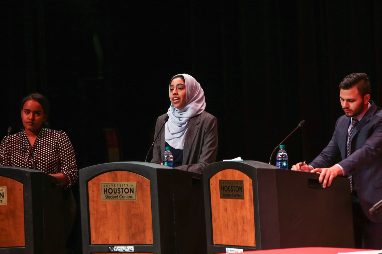 Vice presidential candidates facing off in a 2019 debate. The 2020 SGA presidential debate will be on Tuesday. 