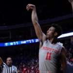 Sophomore guard Nate Hinton holds the follow through after shooting a jump shot during the 2018-19 season | File Photo