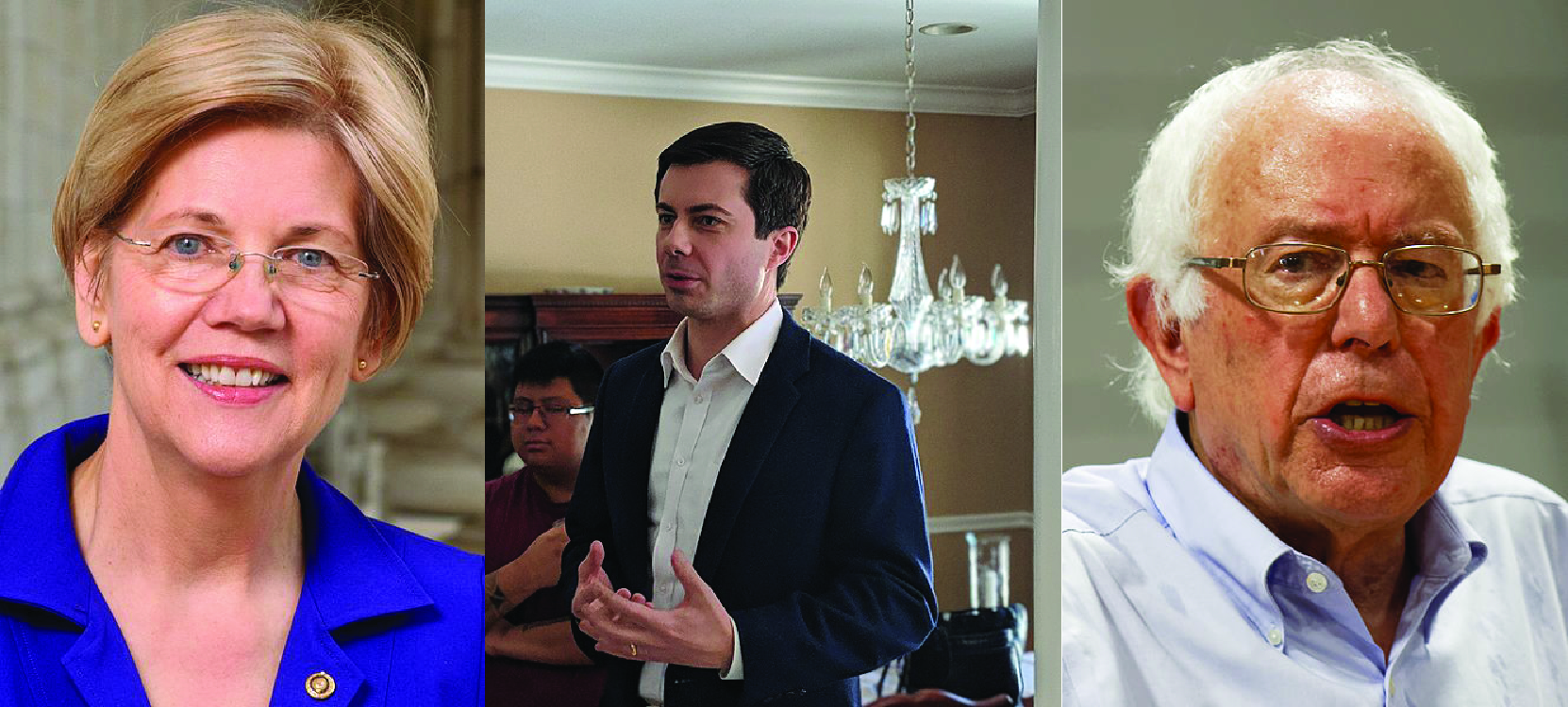 Candidates Sen. Elizabeth Warren, Mayor Pete Buttigieg and Sen. Bernie Sanders are some of the top candidates running for the Democratic nomination. Other candidates may not have the same chance as others. | Photos courtesy of Wikimedia Commons/users: Stemoc, SecretName101 and William S. Saturn
