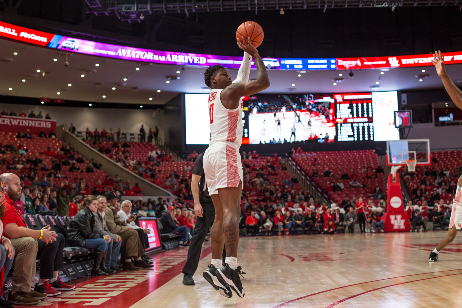 Freshman guard Marcus Sasser led the team in scoring with 14 points in Houston's 84-56 season-opening win over Alabama State on Tuesday night at Fertitta Center. | Trevor Nolley/The Cougar