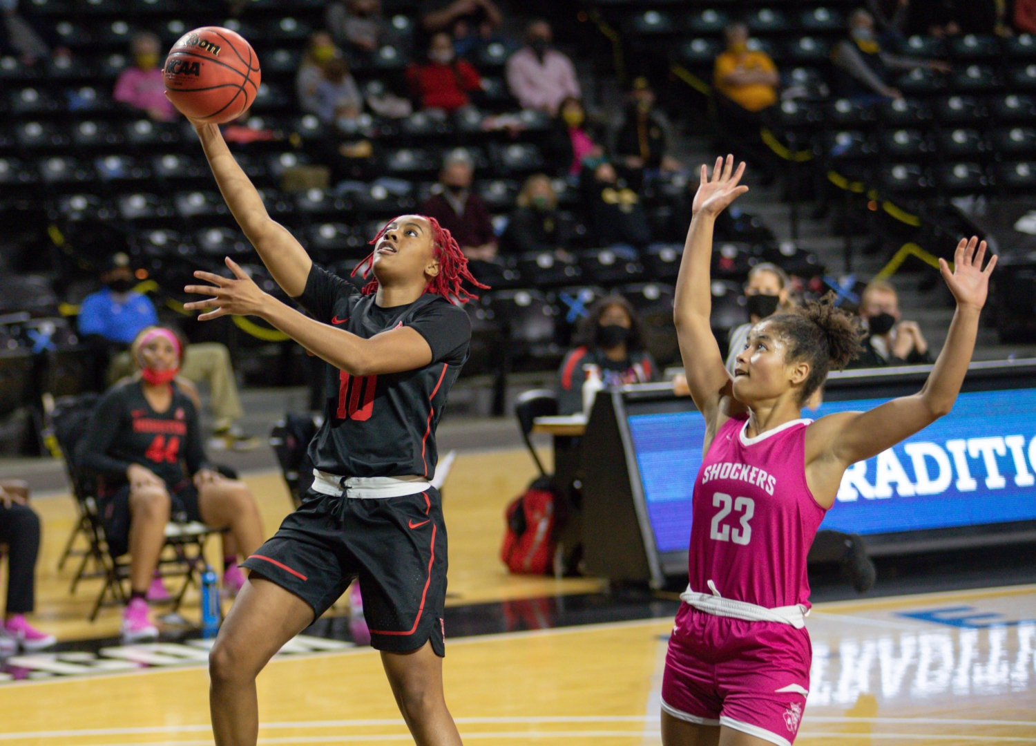 UH women's basketball guard Britney Onyeje ended with 13 points in the team's win against Wichita State on Wednesday. | Sean Marty/The Sunflower