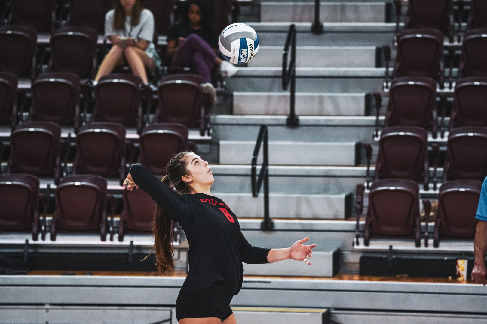 Senior middle blocker Isabel Theut rises up for a serve during a 2021 UH volleyball match. | Courtesy of UH athletics