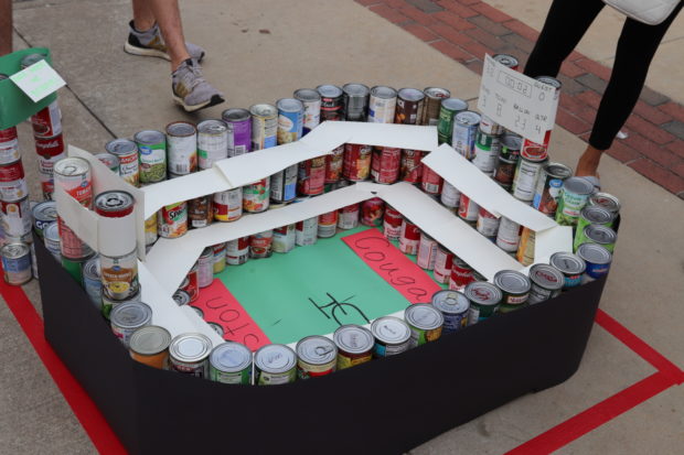 The winning Canstruction structure from Alpha Sigma Pi and Phi Mu. | Sydney Rose/The Cougar