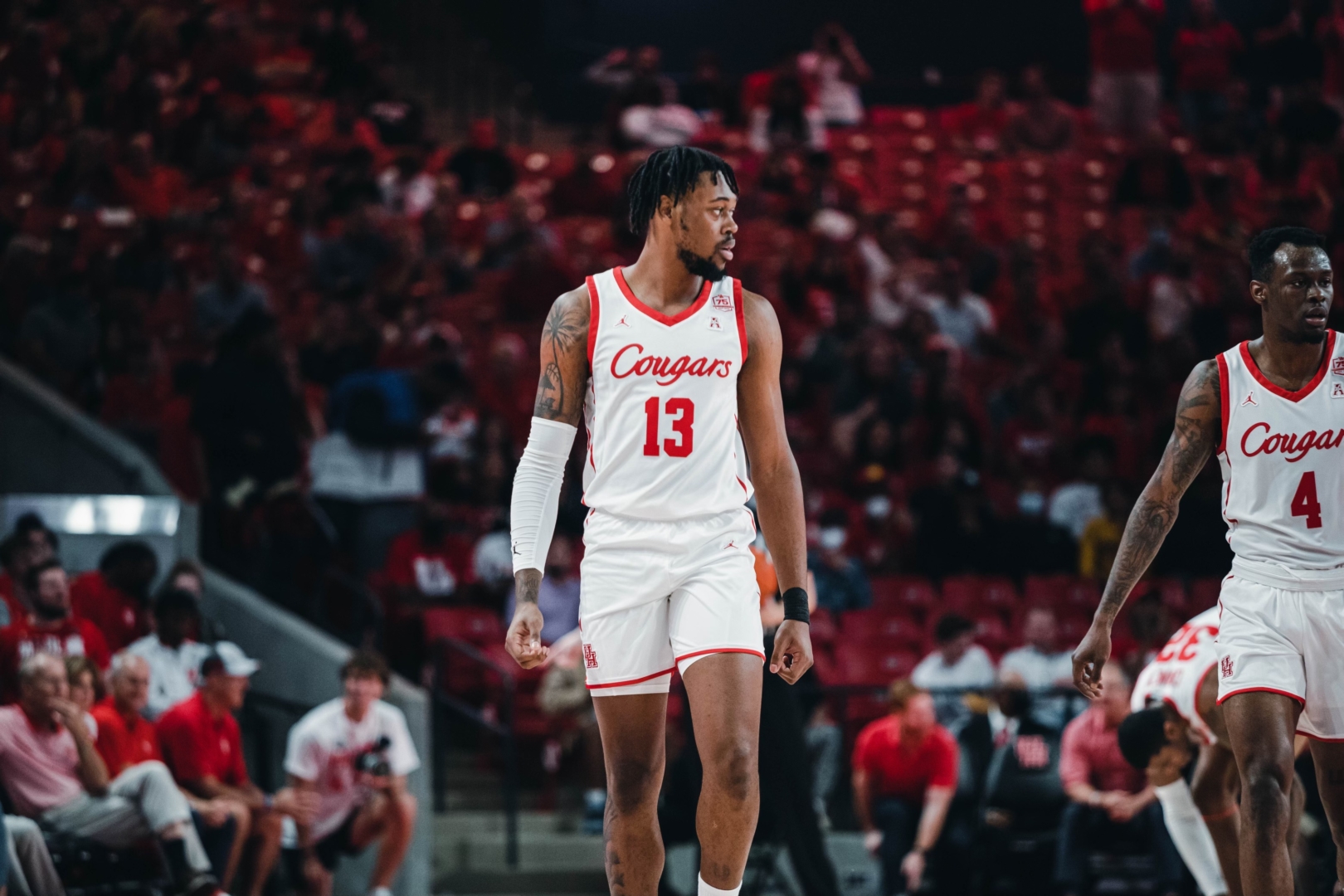 Kelvin Sampson said forward J'Wan Roberts, who flirted with a double-double on Tuesday night pulling down 15 boards to go along with eight points, was the reason UH defeated Hofstra in its season-opener. | James Schillinger/The Cougar