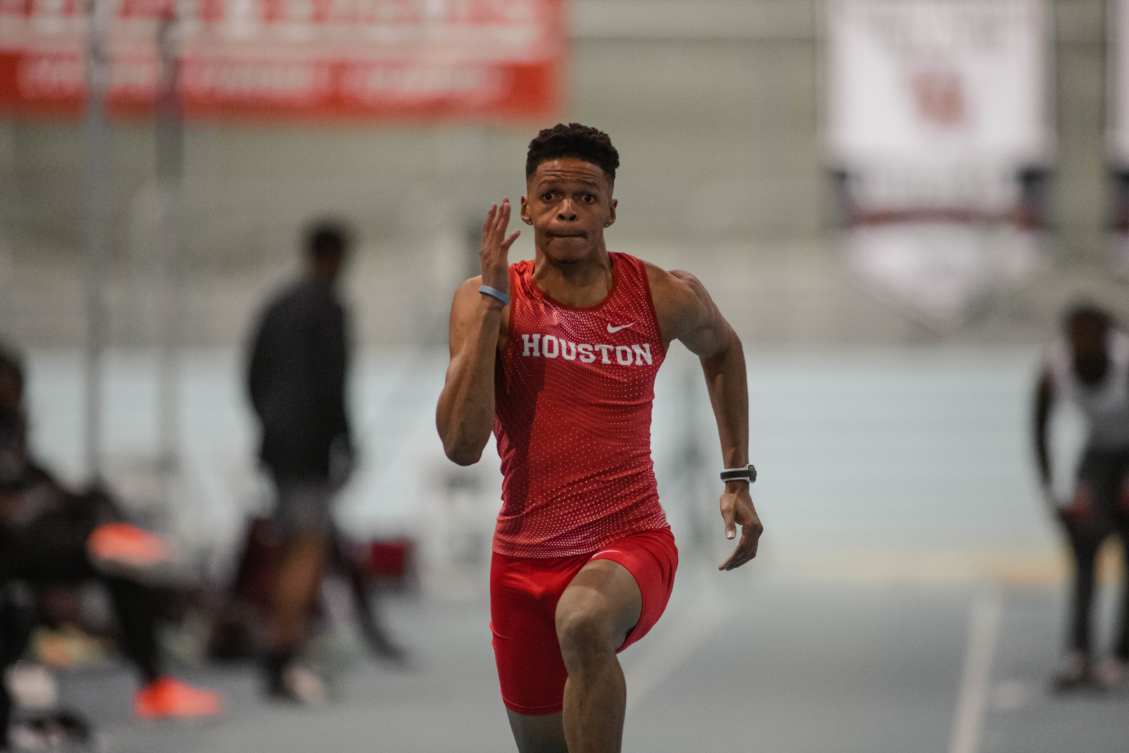 UH track and field star Shaun Maswanganyi earned both Most Valuable Performer and Freshman of the Year at the 2022 AAC Indoor Championships. | James Schillinger/The Cougar
