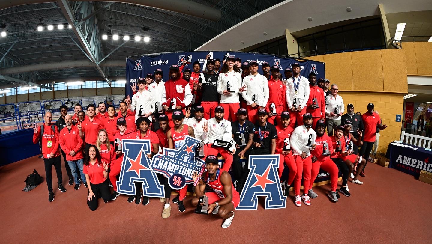 UH men's track and field won its seventh consecutive conference title over the weekend led by sprinter Shaun Maswanganyi and the Cougars award-winning coaching staff. | Courtesy of UH athletics
