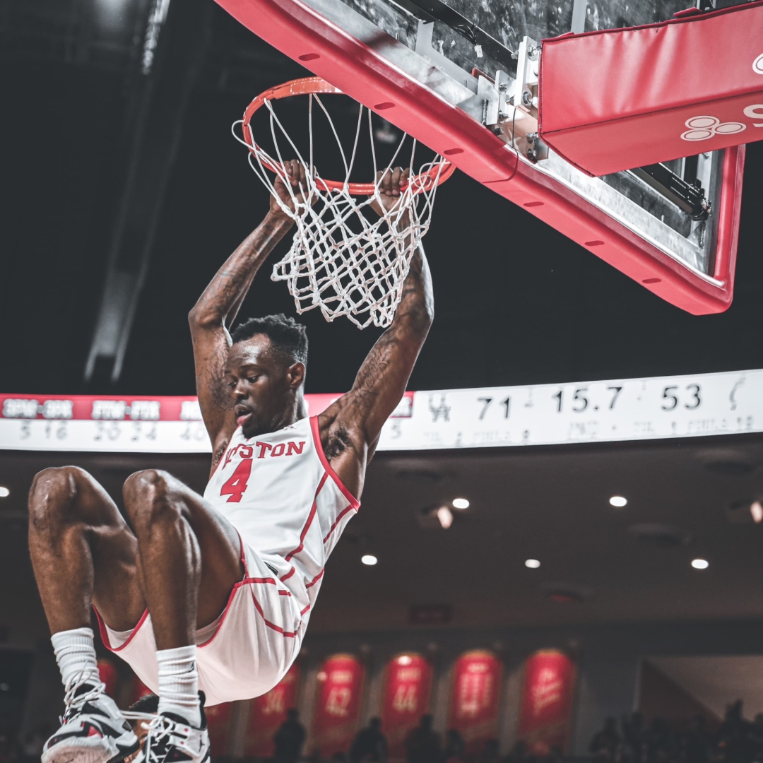 Taze Moore has electrified UH fans all season with his gravity-defying dunks. | Victor Carroll/The Cougar