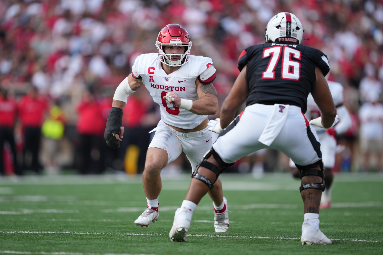 UH defensive end Derek Parish is coming off an AAC record 4.5 sack performance against Texas Tech, earning him the conference's Defensive Player of the Week honors. | Courtesy of UH athletics
