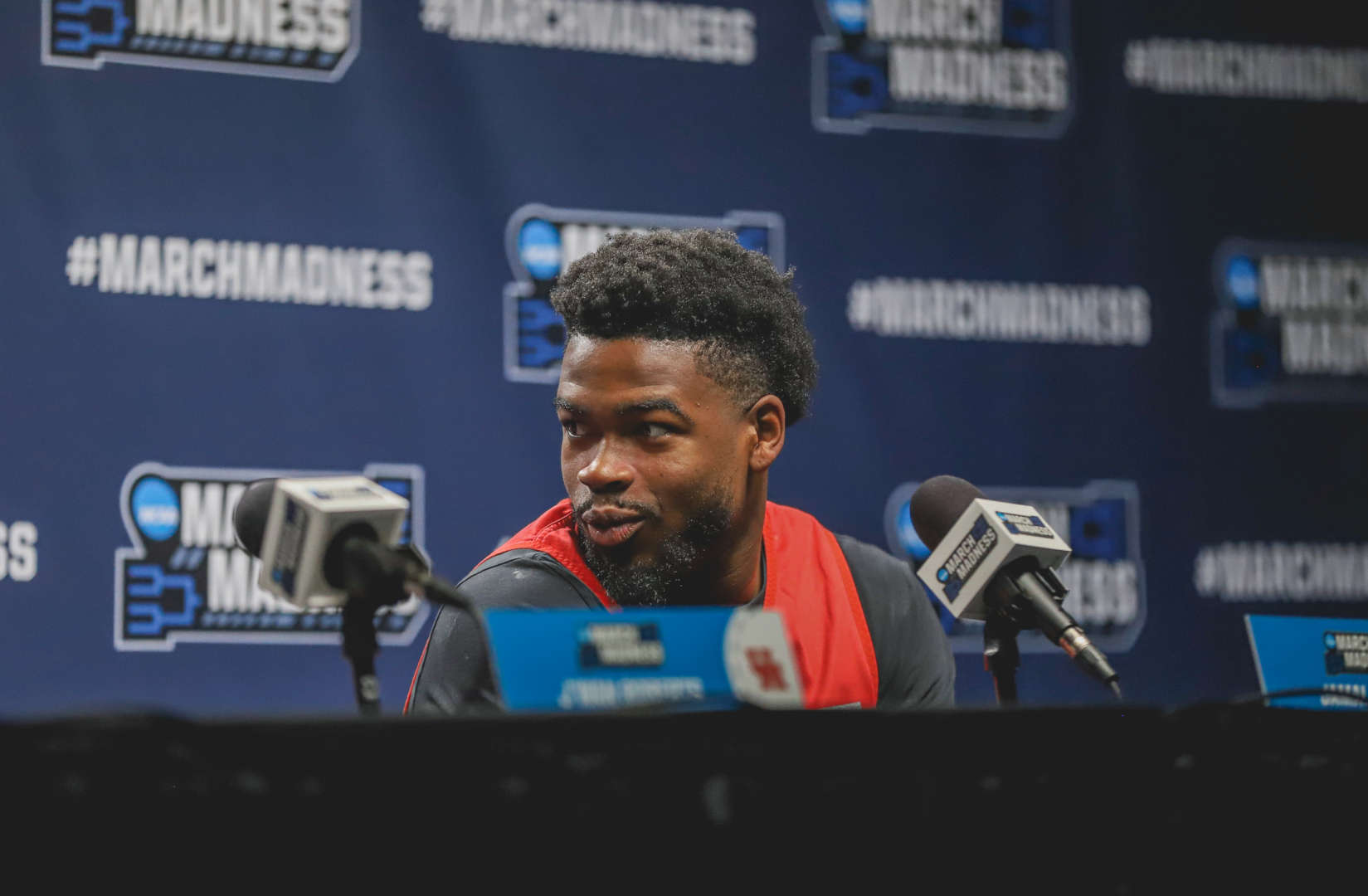 UH point guard Jamal Shead met with the media on Wednesday prior to the Cougars' NCAA Tournament opener against Northern Kentucky on Thursday night. | Anh Le/The Cougar