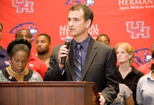 Director of Athletics Mack Rhoades and the Cougars will team up with the Houston Texans and Houston Independent School District to provide a program that educates and leads local at-risk youth in the right direction. | Jack Wehman/The Daily Cougar