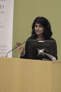 Latha Ramchand, dean of C.T. Bauer School of Business, lectures on liquified natural gas. | Chris Luong/The Daily Cougar