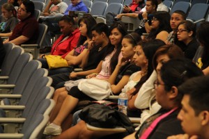 Students from Scarborough, Reagan, Springwoods and Chavez High Schools listen intently to the HSBA presentation. Approximately 150 students attended the event.  |  Bethel Glumac/The Daily Cougar