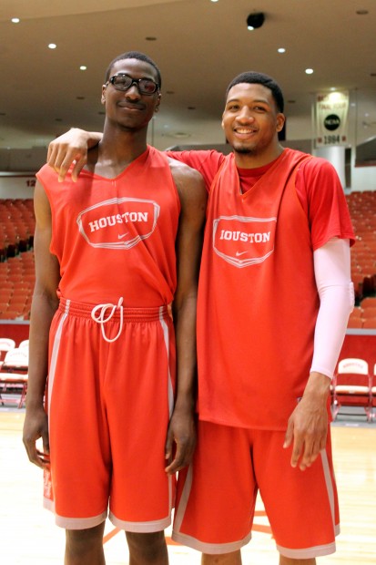Sophomore forward TaShawn Thomas (right), the reigning C-USA player of the week, said freshman center Valentine Izundu (left) is like his little brother on and off the court.  |  Shaimaa Eissa/The Daily Cougar