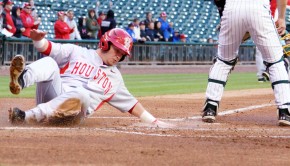 The Cougars, including freshman designed hitter Kyle Kirk, crossed the plate 23 times at the Astros Foundation Classic. The baseball team went 2-1, defeating Baylor and Texas A&M. | Esteban Portillo/The Daily Cougar