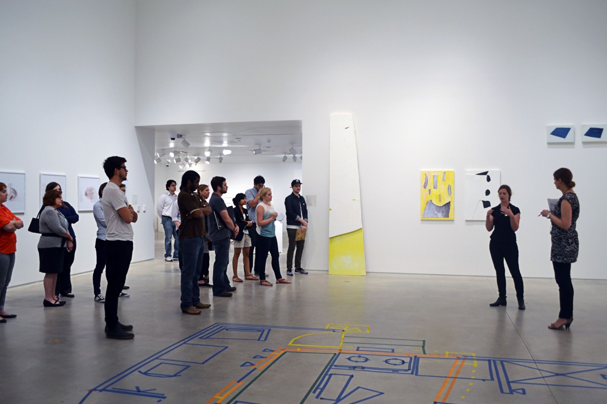 Blaffer curator Amy Powell led event attendees through the museum as the MFA candidates explained the inspiration to their work and took questions from members of the audience. | IAisha Bouderbaden/The Daily Cougar
