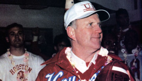 Former coach Jack Pardee led UH during the Run-And-Shoot era, during which, the Cougars set offensive records and quarterback Andre Ware won the Heisman trophy in 1990. | 1990 Houstonian