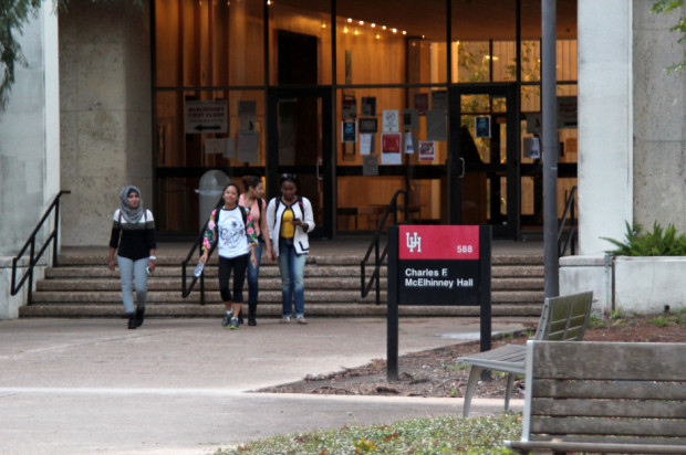 After a reported hand-written bomb threat, Charles McElhiney Hall was evacuated. All of the UH main campus buildings were swept and no suspicious devises were found, according to the UH Police Department.  |  Justin Tijerina/The Daily Cougar