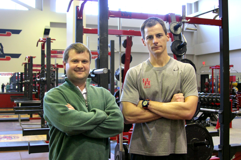 Director of Golf Jonathan Dismuke (left) and strength and conditioning coach Bryan Lewis (right) have about 15 ways to test golfers for functional movement, mobility, stability. | Justin Tijerina/The Daily Cougar 