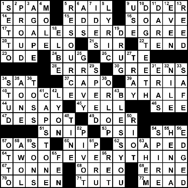 Crossword solution: Feb 10 The Cougar