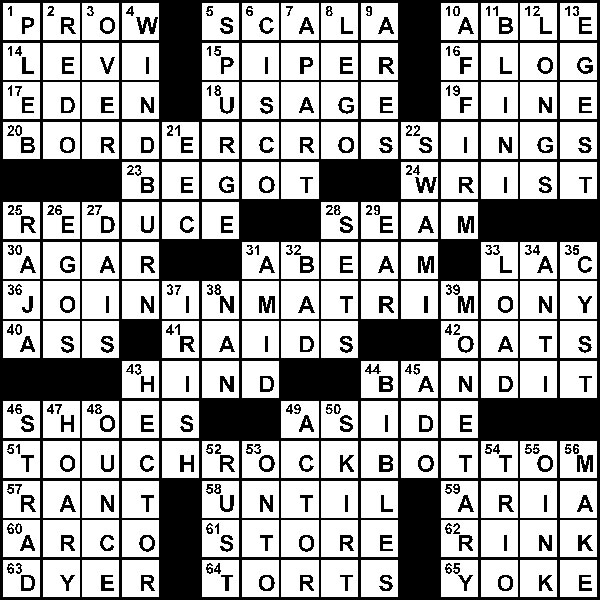 Crossword solution: March 19 The Cougar