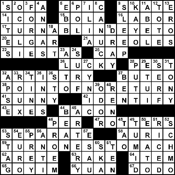 Crossword solution: March 24 The Cougar