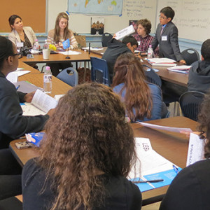 Middle school students debate at the yearly Global Classrooms Houston Model UN conference, held Saturday at Lanier Middle School.