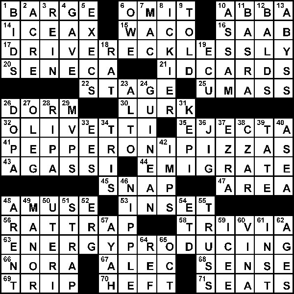 Crossword solution: July 15 The Cougar