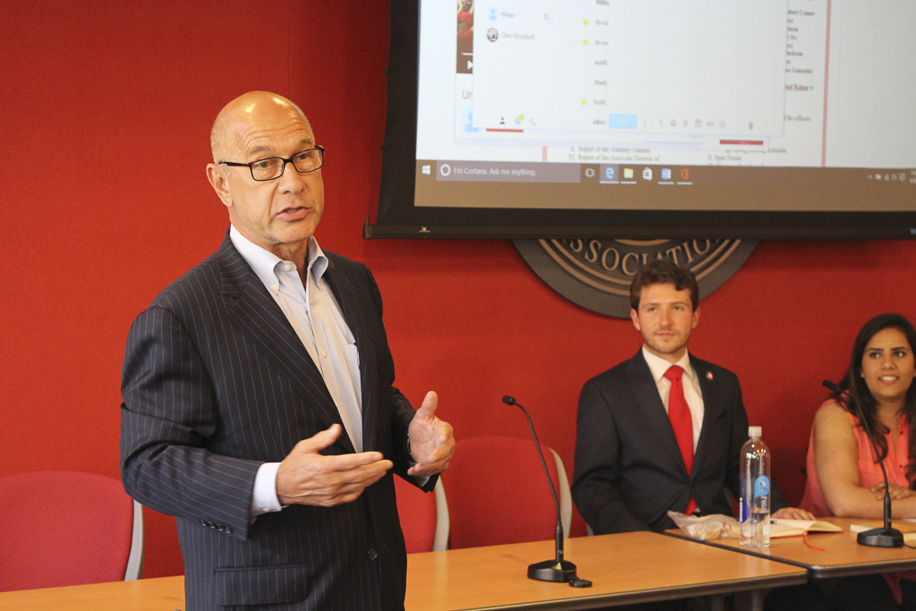 Texas Senator John Whitmire spoke to the new SGA administration regarding several topics, one being his experience as a UH student. |The Cougar/Leen Basharat