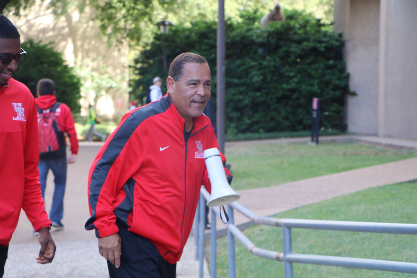 Houston head coach Kelvin Sampson carries a bullhorn across campus. | File Photo/The Cougar