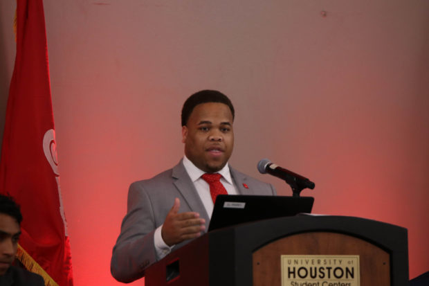Christopher Caldwell with Impact party during 2018 SGA presidential debate