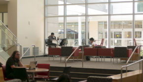 The Student Center North lobby is a moderately quiet place with plenty of tables for groups and couches for more relaxed studying. “It’s by SC south, so close to food and it’s a great meeting spot for people. It’s very central. But here in the North building it’s also calm compared to South," said media productions senior Alexander Brovig. The building also hosts several student organizations, like the Student Government Association, the Student Program Board, and the Center for Student Media. Noise: Low to Moderate. Comfort: Moderate. | Ian Everett/The Cougar