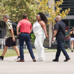 Lizzo walking into the Winston Band & Performance Complex on Friday afternoon. | Trevor Nolley/The Cougar