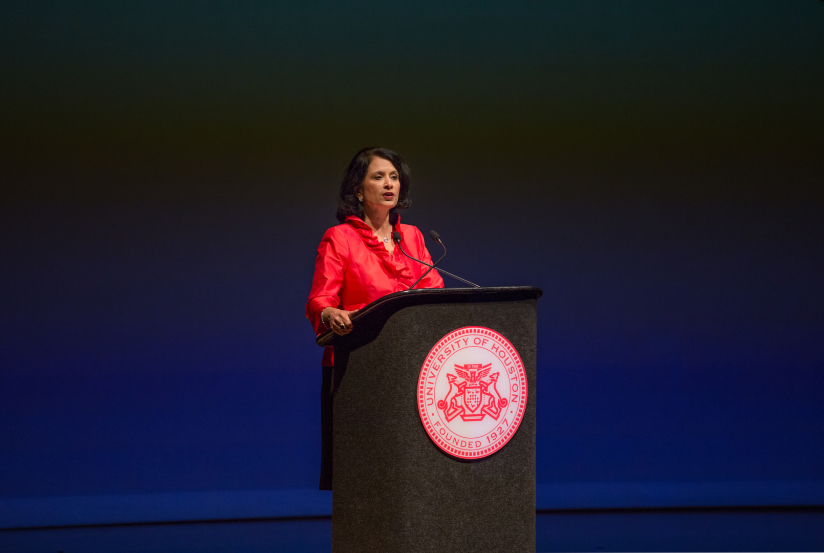 While President Renu Khator announced her long term goal for UH to rank in the top 50 U.S. public institutions, the University has a more narrowed short term goal of jumping to top 75, from their current rank of No. 87. | Trevor Nolley/The Cougar