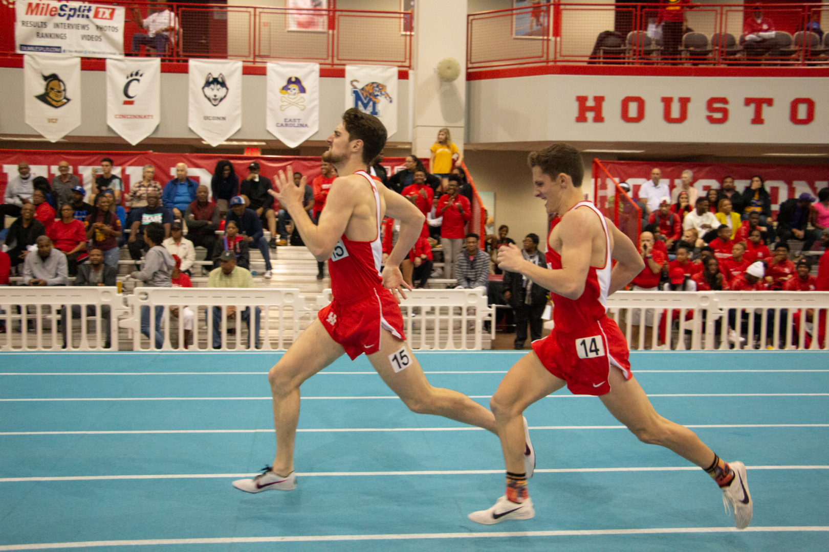 Junior Devin Fahey (left) and freshman Brandon Seagreaves had podium finishes in the mile, two of five Cougars with top-10 finishes in the event. | Kathryn Lenihan/The Cougar