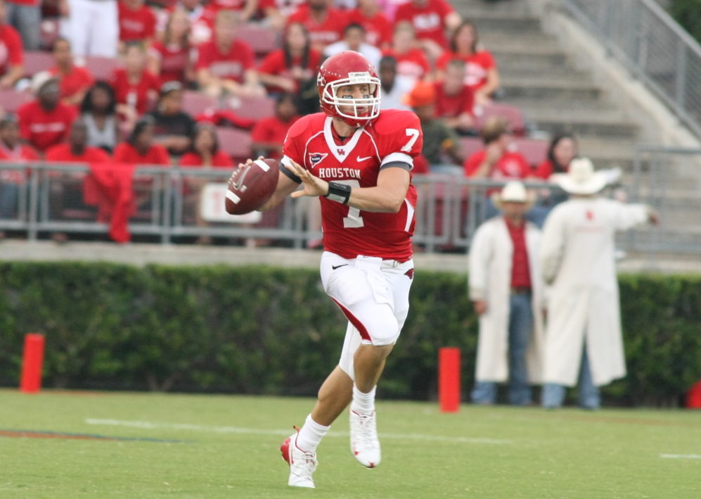 Quarterback from 2007-2011, Case Keenum, holds the record for most career touchdown passes thrown (155) in UH football history. | Photo courtesy of UH athletics