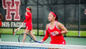 UH tennis graduate student Phonexay Chitdara was a part of the duo that defeated Texas A&M's ranked duo in a match on Monday. | Lino Sandil/The Cougar