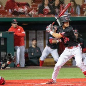 Catcher Kyle Lovelace at bat during his junior season for UH baseball in the 2020 season. | Jhair Romero/The Cougar